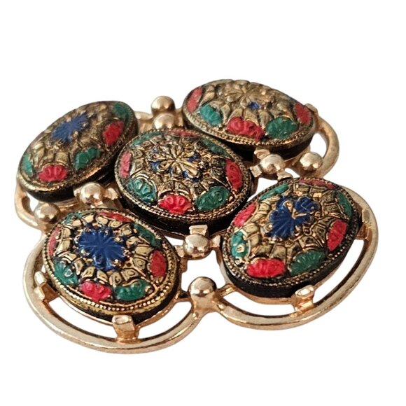 Sarah Coventry Glass Mosaic Style Light Of The East Brooch Book Piece J124 - Picture 4 of 7